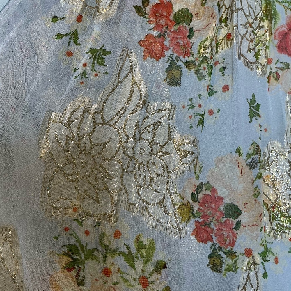 HEMANT & NANDITA Livia Floral Whimsical Sparkly Chiffon Dress with Slip XSmall - Picture 16 of 16